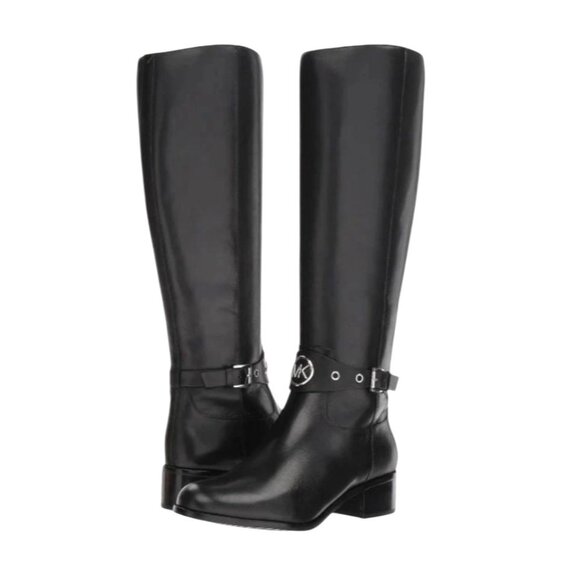 Michael Kors Black Heather Riding Boots Sz8 With MK Logo - Picture 4 of 13